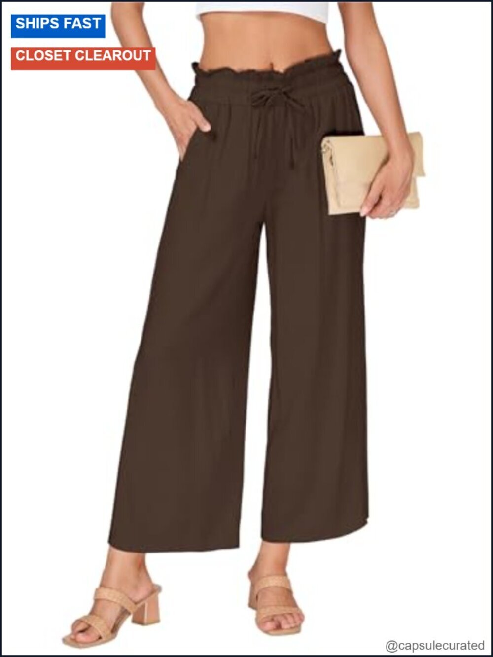 High Waisted Wide Leg Casual Pants with Pockets